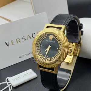 Versace Ladies Wristwatch Black Leather