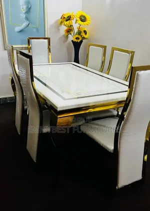 Classic Marble Dinning Set, Golden And Standard.