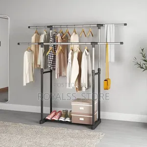 Big Size Double Pole Cloth Hanger With Shoe Rack