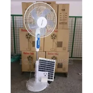 16 Inches Rechargeable Fan With Solar Panel and Bulb