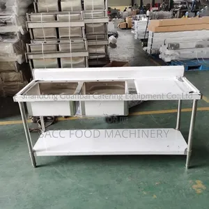 Stainless Steel Double Bowl Sink With Table and Under Shelf