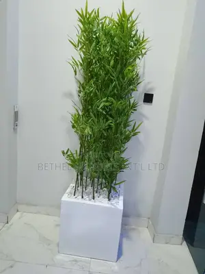 Square Fiberglass Flower Pot/Vase With Artificial Plant