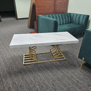 Veneered Marble Top Golden Metal Coffee Table