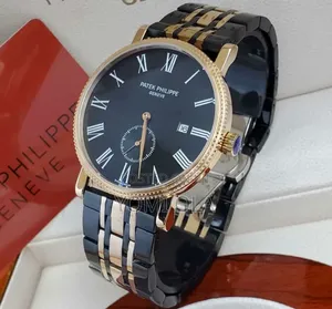Patek Philippe Geneve Black and Gold Wristwatch