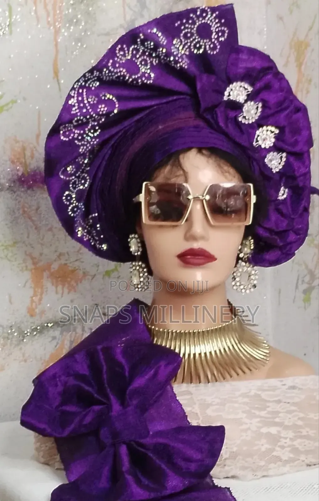 Sharp Purple Asoke Auto Gele. Well Stoned.