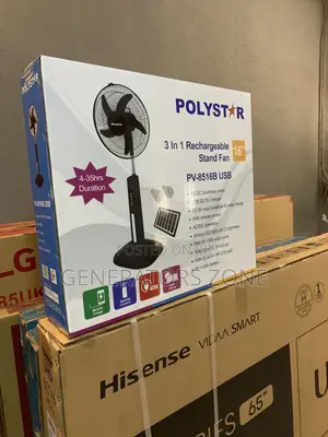 Polystar 16" Battery Rechargeable Standing Fan/ Pv-8516b