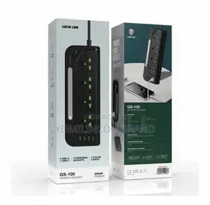 Green Lion GS-100 Power Socket 3000W,2m Cable Length - Black