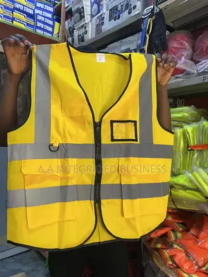 Yellow Reflective Jacket With Zip And Pockets