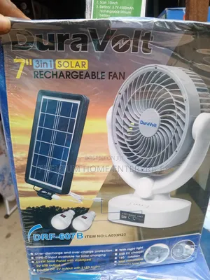 Duravolt 7 Inches Rechargeable Fan With Panel 2 Bulb