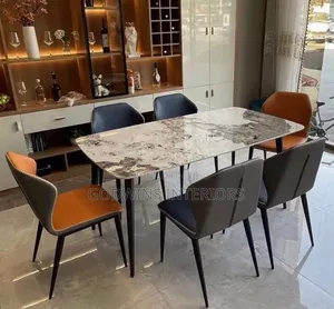 Marble Center Table With Six Chairs