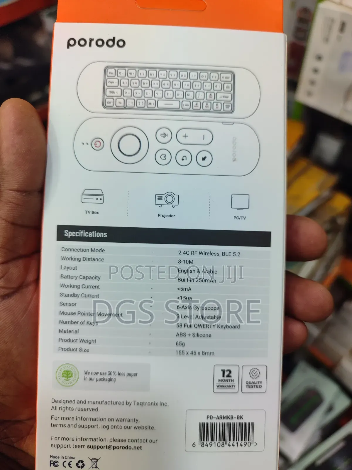 Porodo Air Mouse Remote Mini Keyboard