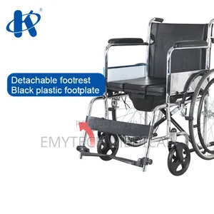 Foldable Commode Wheelchair With Removable Footrest