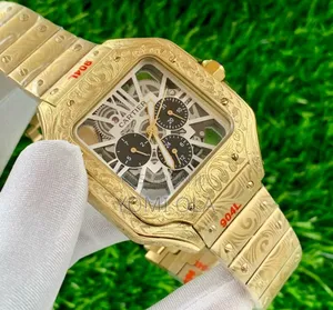 Cartier Chronograph Body Crested Gold Wristwatch