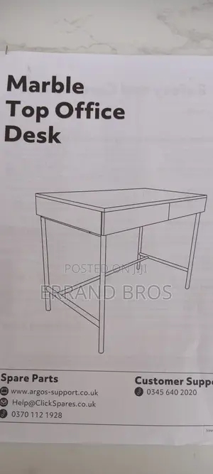 Marble Effect Office Desk With Drawers