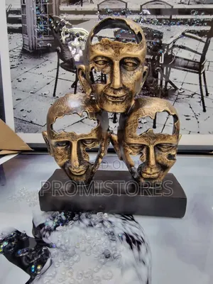 Antique 3 in 1 Human Face Statue for Home Decor