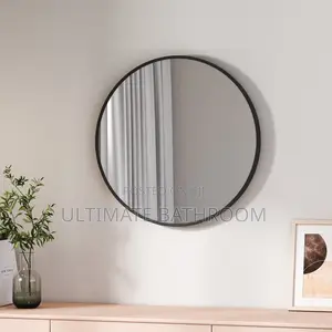 Round Black Frame Mirror Without Light
