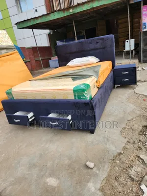 5ft Upholstery Bed Stand With 3 Side Drawers