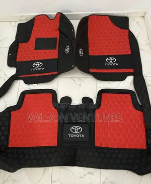 2007-2016 Toyota Camry Red and Black Leather Foot Mat