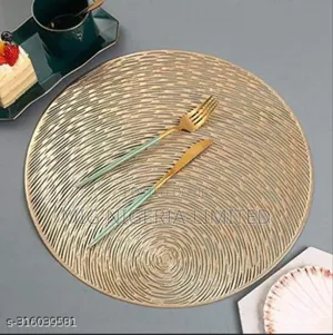 6pc Round Gold Matte Mat Table Mat