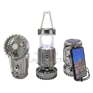 Rechargeable Solar Fan With Lamp and Power Bank