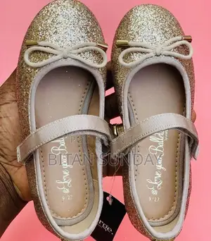 Girls Gold Glitter Ballet Shoes