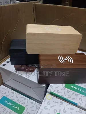 Wireless Charging Wooden Table Clock