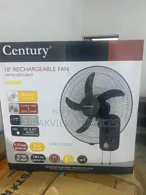 Adjustable 18'' Century Rechargeable Fan With LED Light