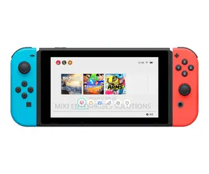 Nintendo Switch With Neon Blue and Neon Red