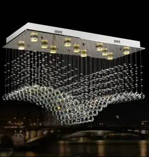 Rectangle Led Luxury Rain Drop Chandelier Light