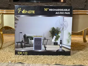 Eimlite 16inch Rechargeable Fan With Solar Panels and Bulbs