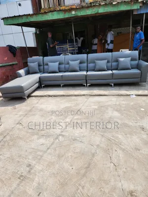 14ft L-Shaped Skin Leather Sofa