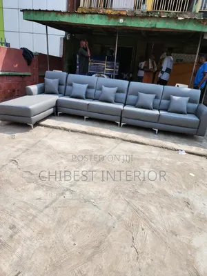 Quality 14ft L-Shaped Sofa Made With Skin Leather.