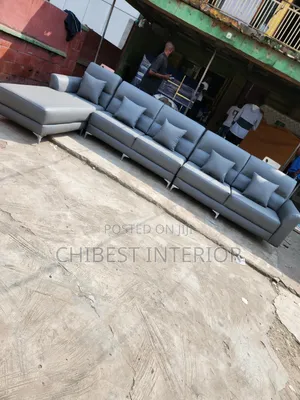 Skin Leather 14ft L-Shaped Couch.
