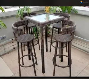 4 Set Outdoor Rattan High Stool