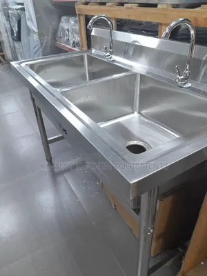Stainless Industrial Double Sink