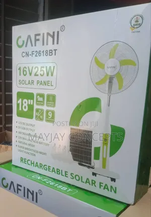 Cafini Ac/Dc Solar Digital Standing Fan With Panel+4 Bulbs