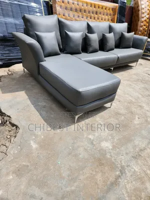 L-Shaped Animal Skin Leather Couch.