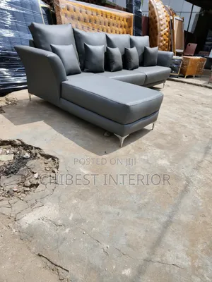 L-Shaped Leather Couch Made With Animal Skin Leather
