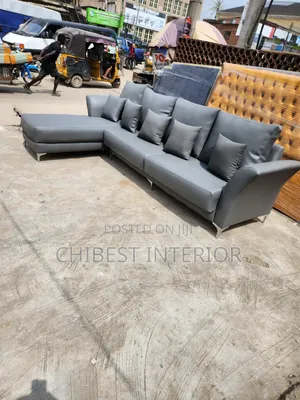 Animal Skin Leather L-Shaped Sofa Chair.