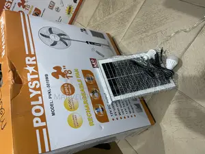 Brand New Polystar 18inch Rechargeable Fan With Solar Panel