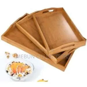 Set Of 3 Bamboo Wooden Multipurpose Tray