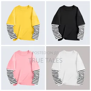 Unisex Boys and Girls Striped Hand Long Sleeves T-Shirt Polo