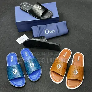 Original Christian Dior Men Leather Slippers