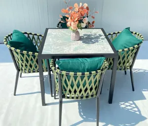 Quality Marble Table With Metal Legs and 4 Chairs
