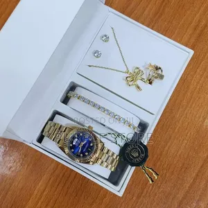 Rolex Women Watch and Jewellery Set Gold