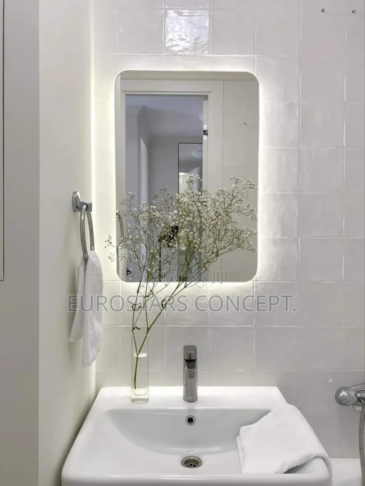 Square Mirror With Back LED Lights