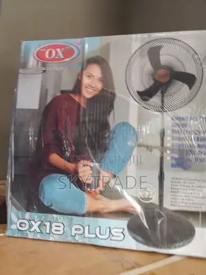 New in 18" OX NON Rechargeable Standing Fan-Black