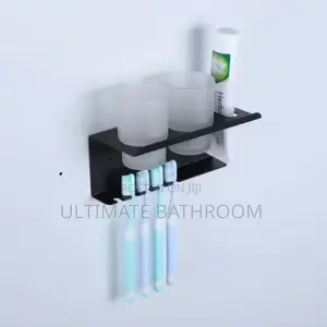 Wall Mounted Double Toothbrush Holder Black