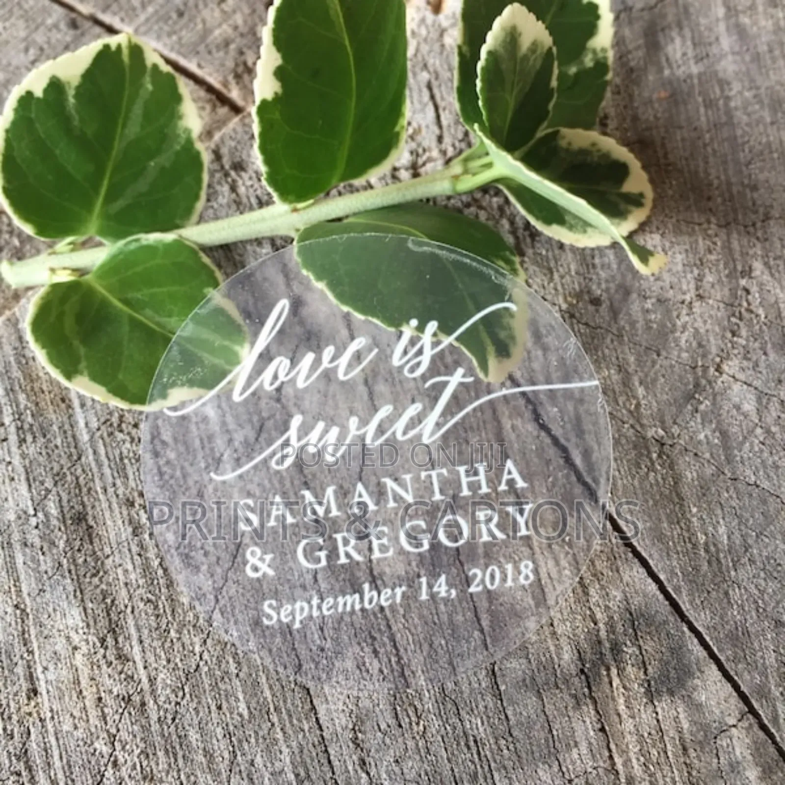 Printed White Text Sticker