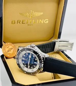 Original Breitling Chronograph Black Rubber Strap Watch